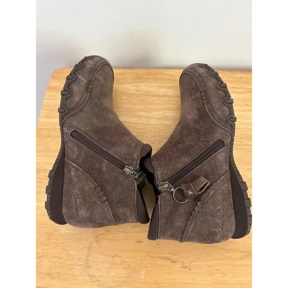 Skechers Relaxed Fit Ankle Boots Chocolate Brown Suede Women’s 8 Memory Foam